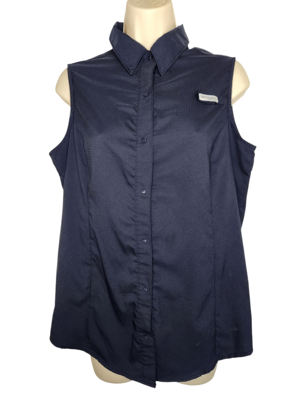 Columbia PFG Sleeveless Button Down Shirt Navy Fishing Outdoor Top Medium